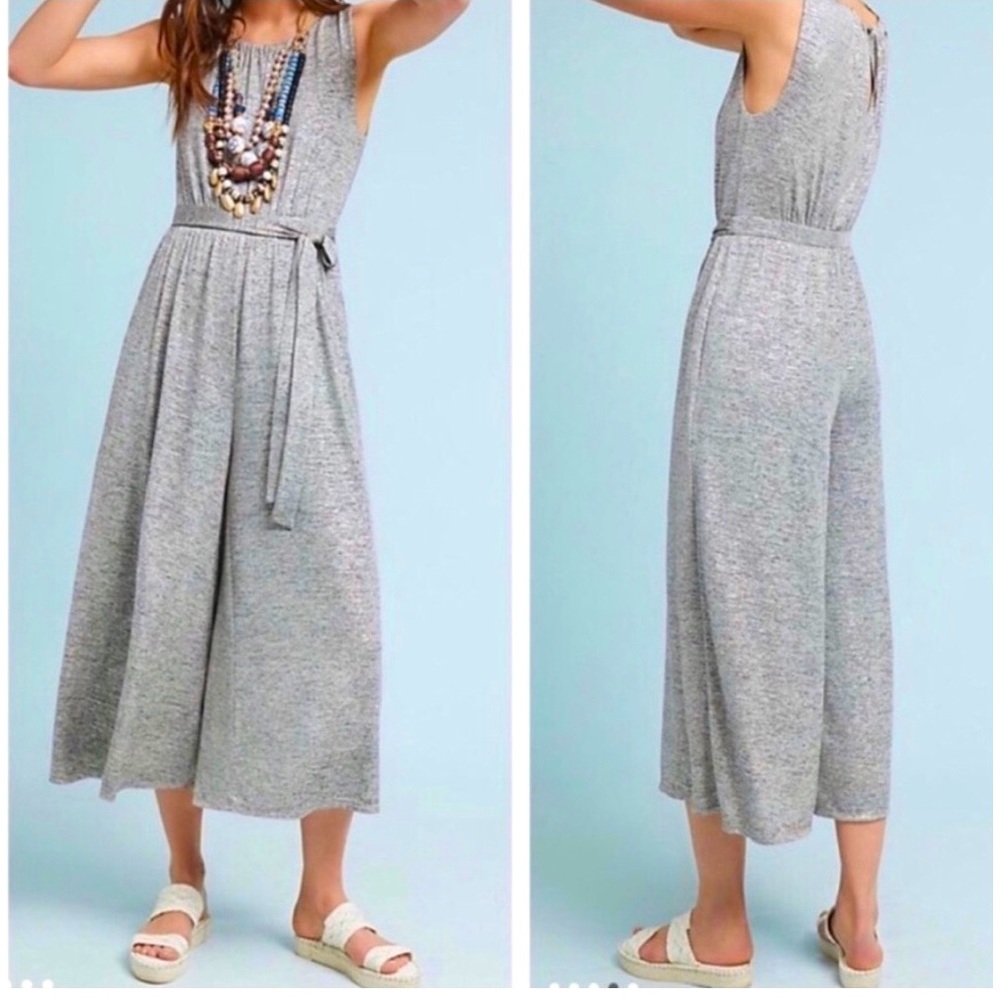 Anthropologie Meadow Rue metallic crop jumpsuit